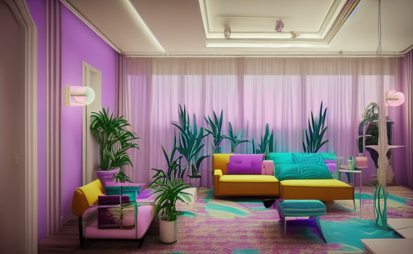 Vaporwave interior design